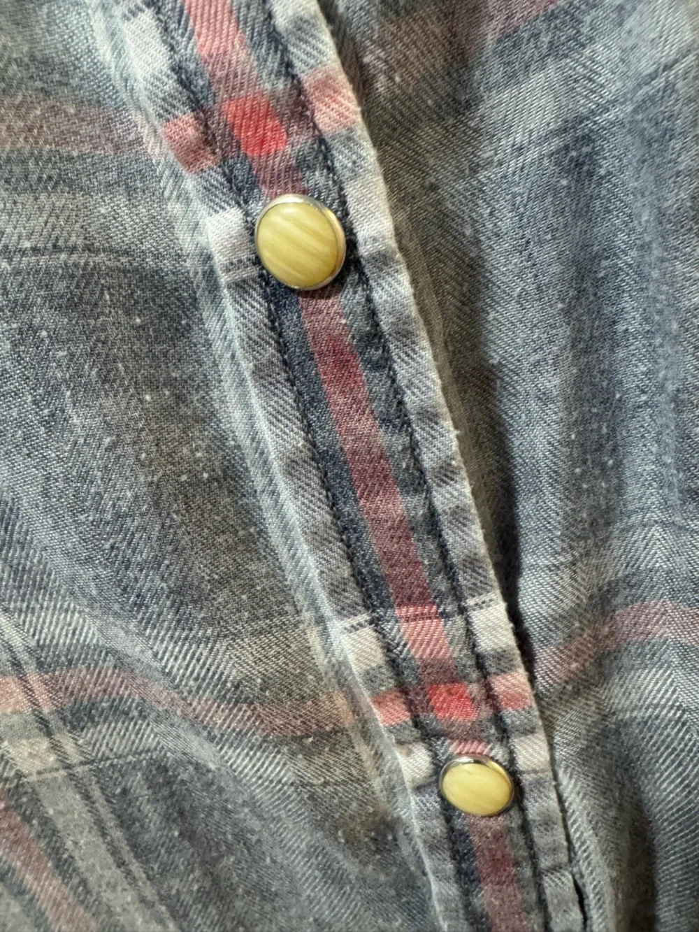 Flag and Anthem Women’s Blue-Pink Plaid Button-Down Shirt - Picture 4 of 5